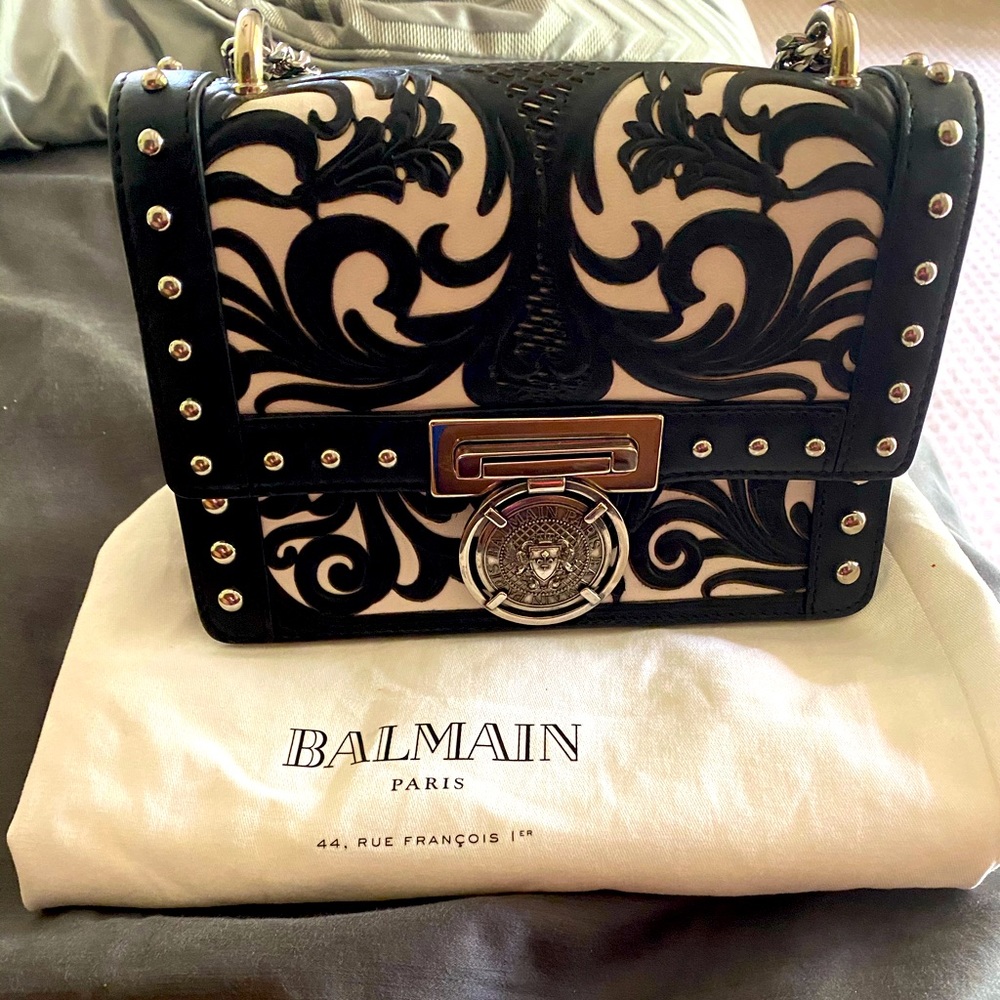 Balmain Bbox Western Leather Cutout Shoulder Bag